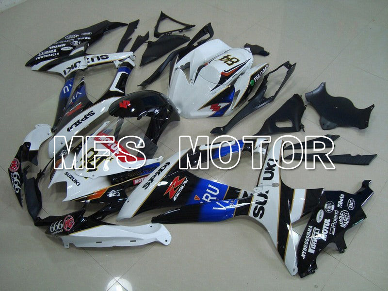Suzuki GSXR600 GSXR750 2008-2010 Injection ABS Fairing - VIRU - Black White - MFS5122 - Fairings Kit