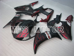 Yamaha YZF-R6 2005 Injection ABS Fairing - Flame - Red Black Matte - MFS3737 - Fairings Kit