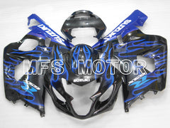 Suzuki GSXR600 GSXR750 2004-2005 Injection ABS Fairing - Flame - Black Blue - MFS6424 - Fairings Kit