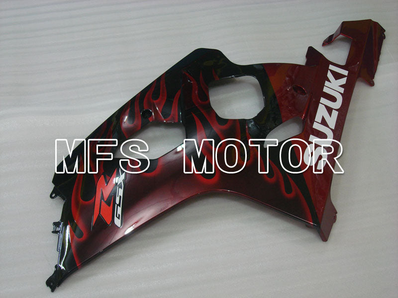 Suzuki GSXR600 GSXR750 2004-2005 Injection ABS Fairing - Flame - Black Red - MFS2237 - Fairings Kit