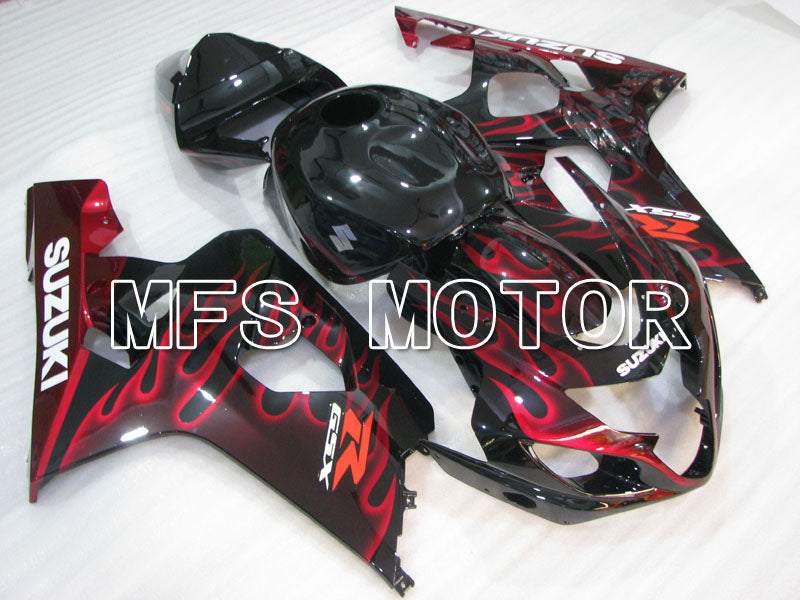 Suzuki GSXR600 GSXR750 2004-2005 Injection ABS Fairing - Flame - Black Red - MFS2319 - Fairings Kit