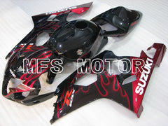 Suzuki GSXR600 GSXR750 2004-2005 Injection ABS Fairing - Flame - Black Red - MFS2319 - Fairings Kit