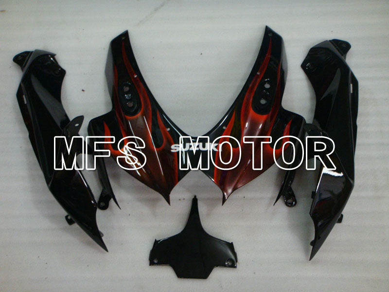 Suzuki GSXR600 GSXR750 2008-2010 Injection ABS Fairing - Flame - Black Red - MFS2442 - Fairings Kit