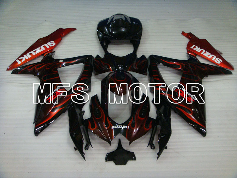 Suzuki GSXR600 GSXR750 2008-2010 Injection ABS Fairing - Flame - Black Red - MFS2442 - Fairings Kit