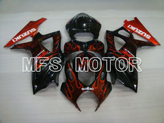 Suzuki GSXR1000 2007-2008 Injection ABS Fairing - Flame - Black Red - MFS2668 - Fairings Kit