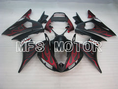 Yamaha YZF-R6 2003-2004 Injection ABS Fairing - Flame - Matte Black Red wine color - MFS3611 - Fairings Kit