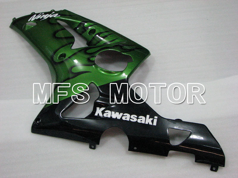 Kawasaki NINJA ZX6R 2003-2004 Injection ABS Fairing - Flame - Black Green - MFS3725 - Fairings Kit