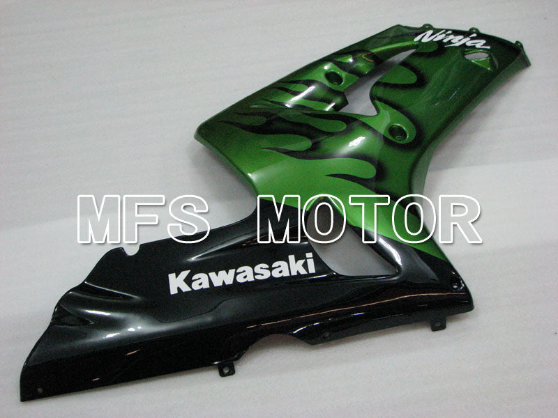 Kawasaki NINJA ZX6R 2003-2004 Injection ABS Fairing - Flame - Black Green - MFS3725 - Fairings Kit