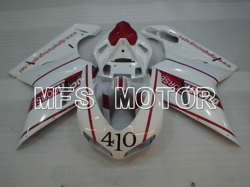 Ducati 848 / 1098 / 1198 2007-2011 Injection ABS Fairing - Factory Style - Red wine color White - MFS4148 - Fairings Kit