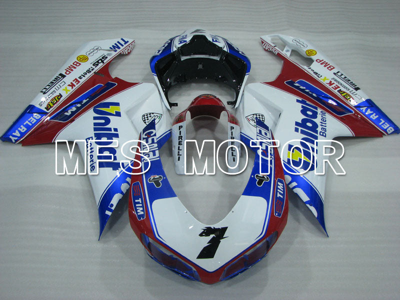 Ducati 848 / 1098 / 1198 2007-2011 Injection ABS Fairing - Unibat - Red wine color White - MFS4197 - Fairings Kit