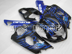 Suzuki GSXR600 GSXR750 2004-2005 Injection ABS Fairing - Flame - Black Blue - MFS6424 - Fairings Kit